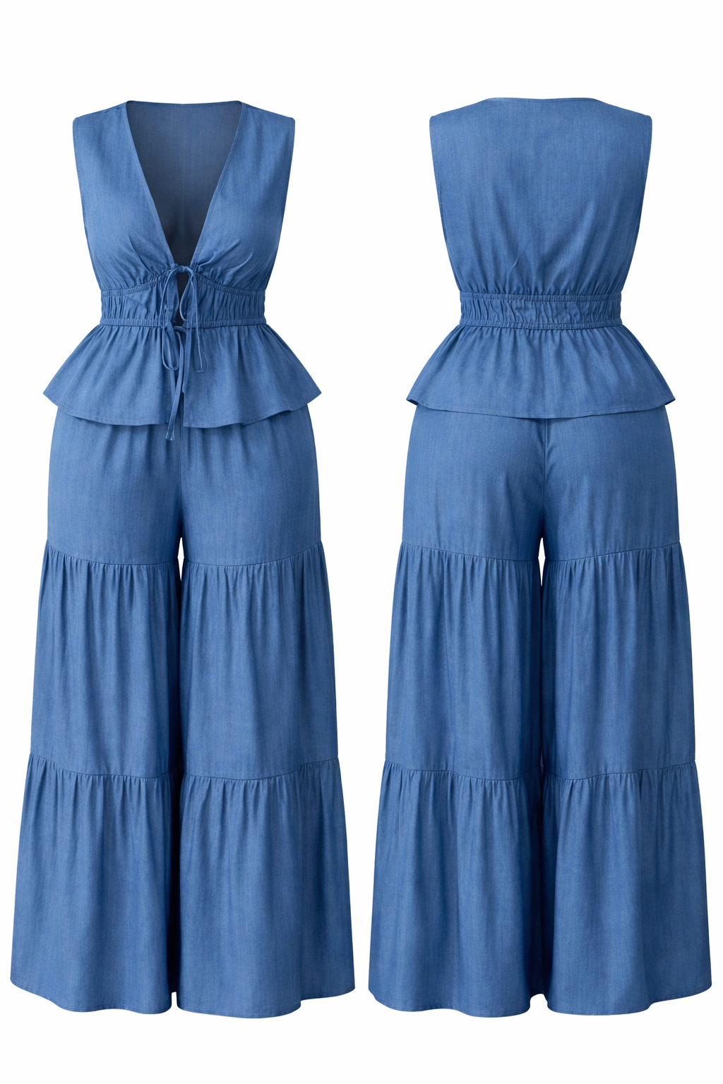Ruffle Denim Two-piece