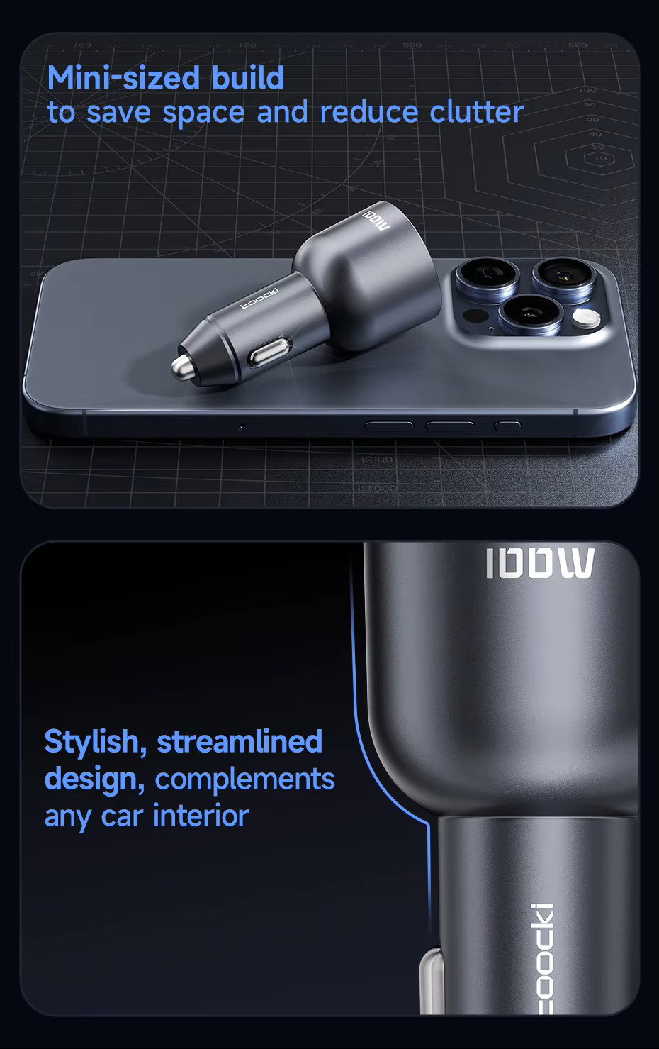 Toocki New Arrival PD 100W 2Type c +1 USB port portable_9