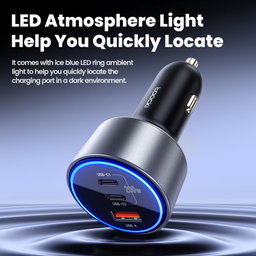 Toocki 200W Max Car Charger 3 Ports 2USB-C 1USB-A with LED Display