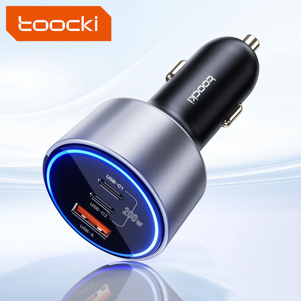 Toocki 200W Max Car Charger 3 Ports 2USB-C 1USB-A with LED Display_0