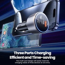 Toocki 200W Max Car Charger 3 Ports 2USB-C 1USB-A with LED Display