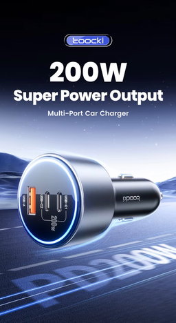Toocki 200W Max Car Charger 3 Ports 2USB-C 1USB-A with LED Display