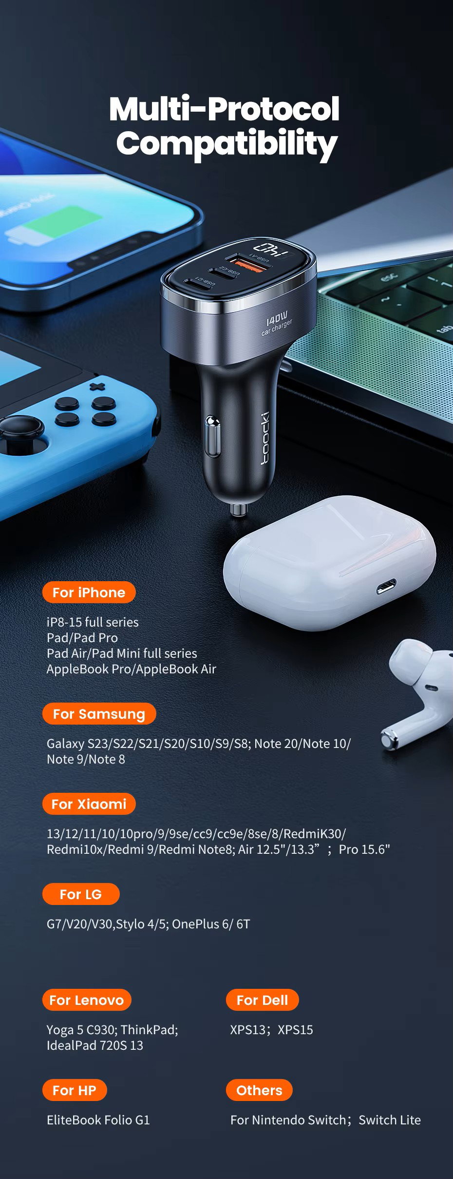 Toocki Advanced 3-in-1 140W Max PD SCP USB-C_6