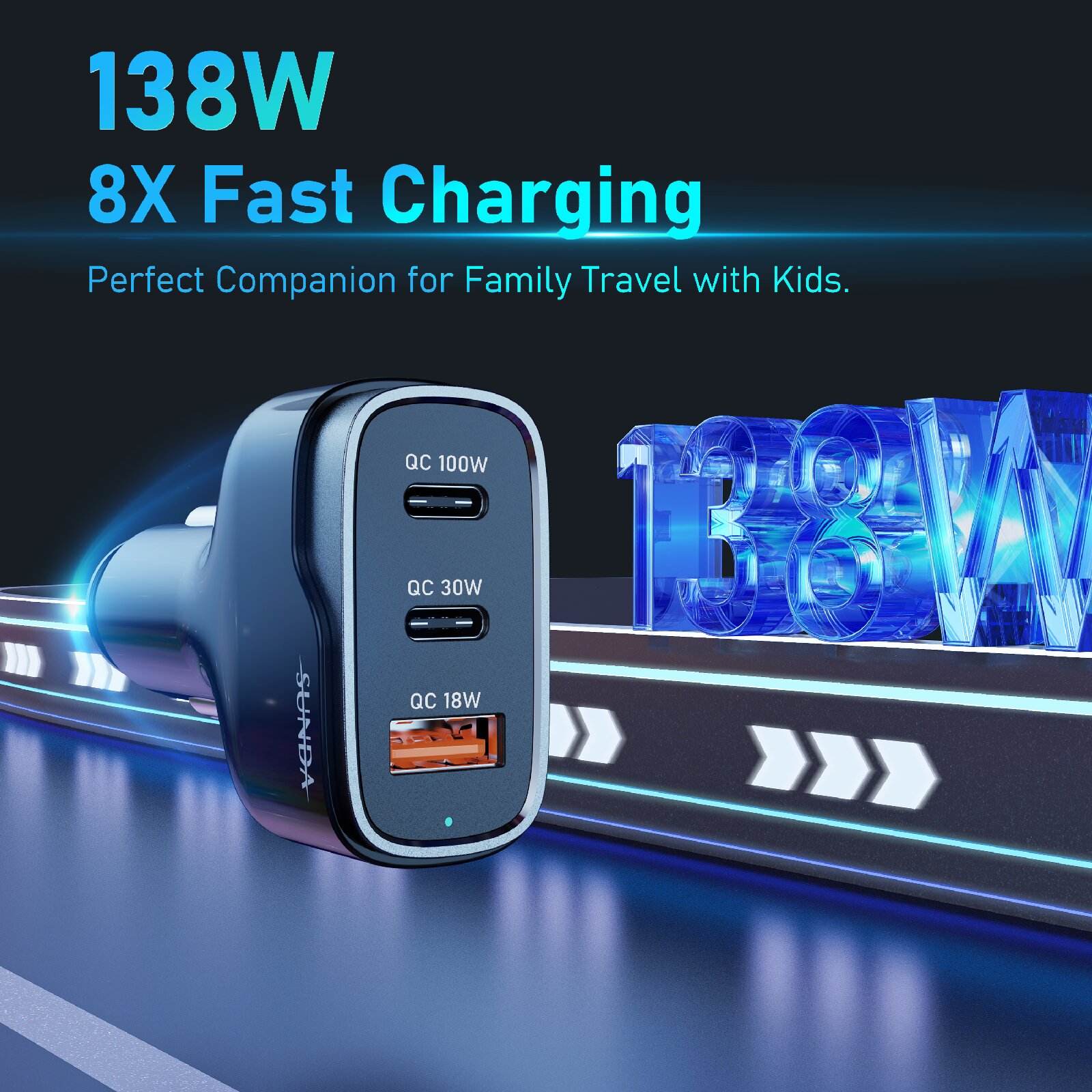 Sunda Super Fast Charge for Car 138W _1