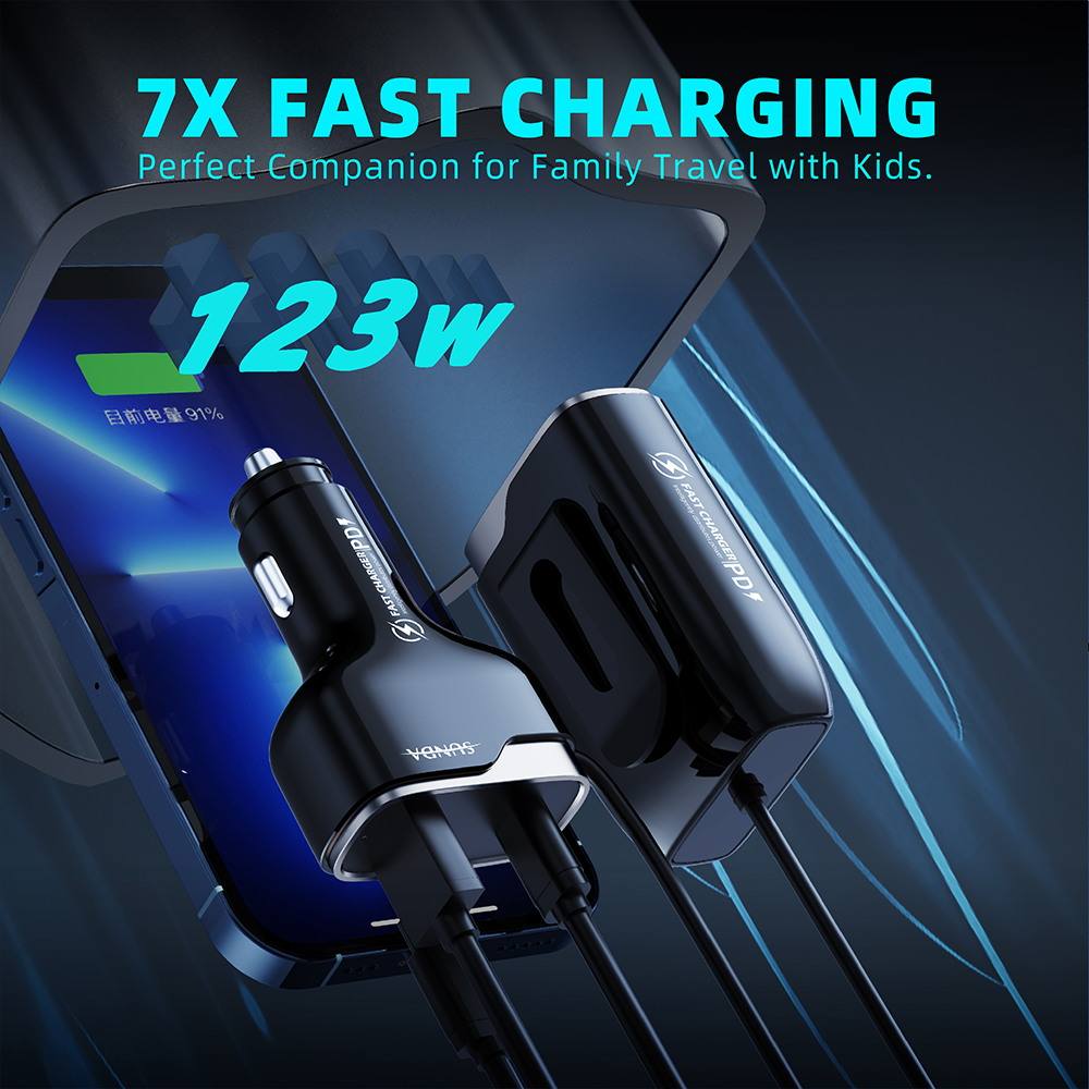 Multi Port Car Charger 123W_1