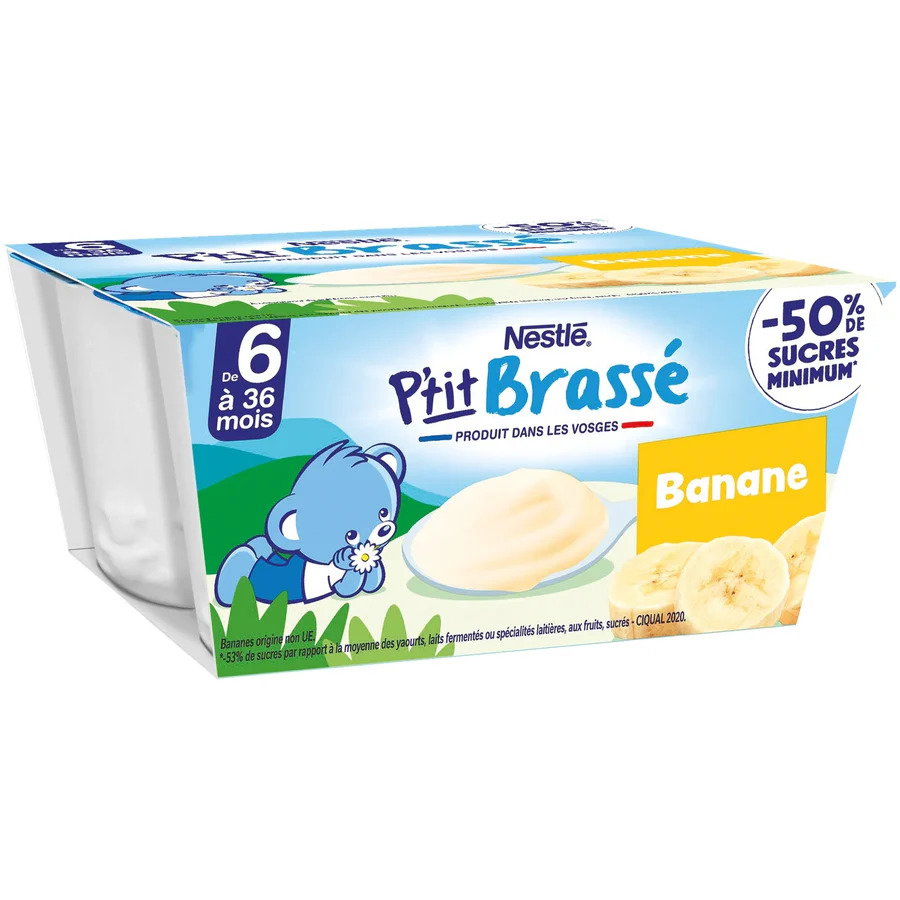 Nestlé P'tit Brassé Banane (4x100g), 6 à 36 mois