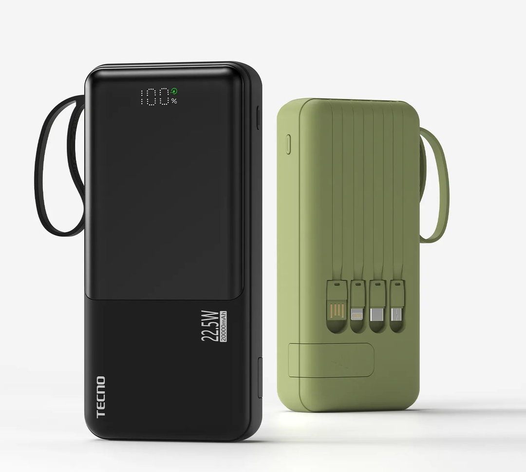 Tecno L201 20000mAh Power Bank with Integrated Cables