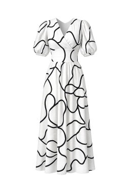Monochrome Flow Midi Dress