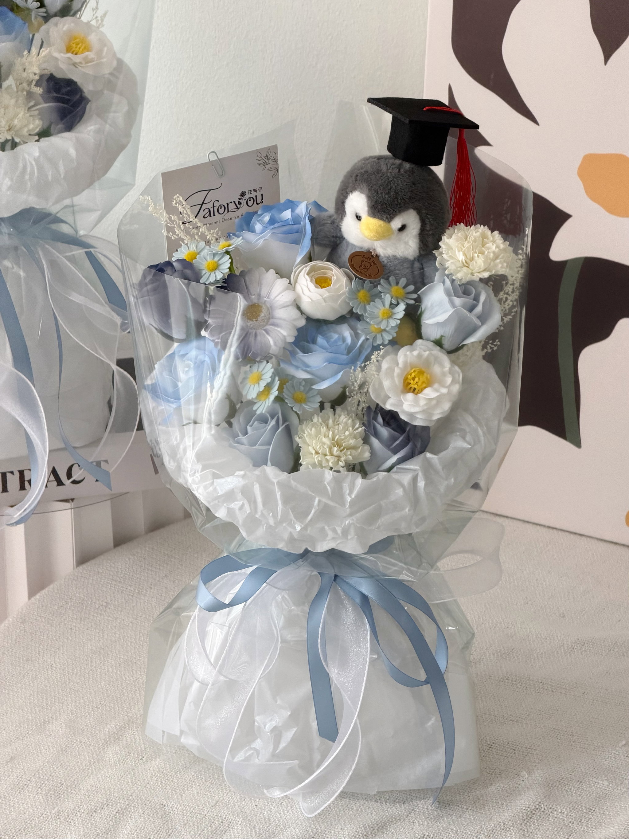 Graduation Blue Buddy Soap Flower Bouquet _0