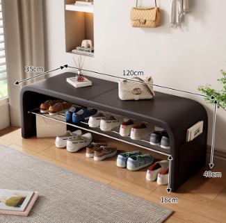 10500026 - LEATHER SHOE BENCH (BLACK)_0