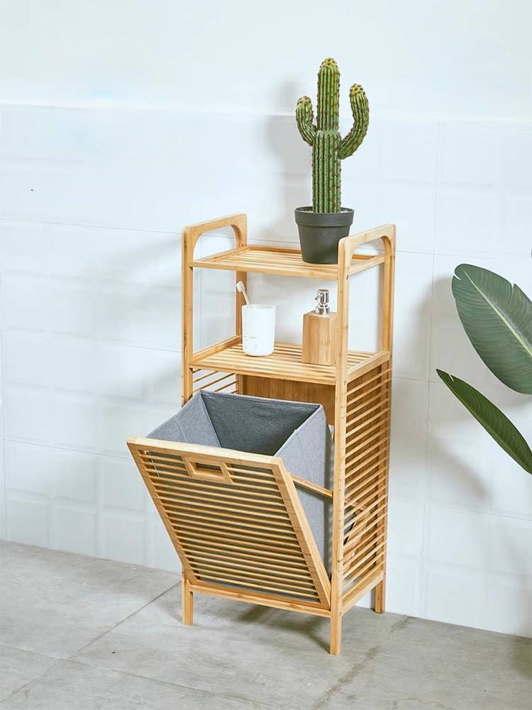 11100003 - 2 TIER BAMBOO LAUNDRY BASKET