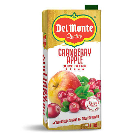 Delmonte cranberryapple juice 1lt