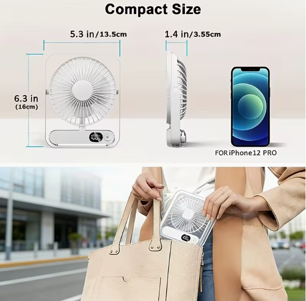 5 Speed Portable USB Rechargeable Desktop Fan_3