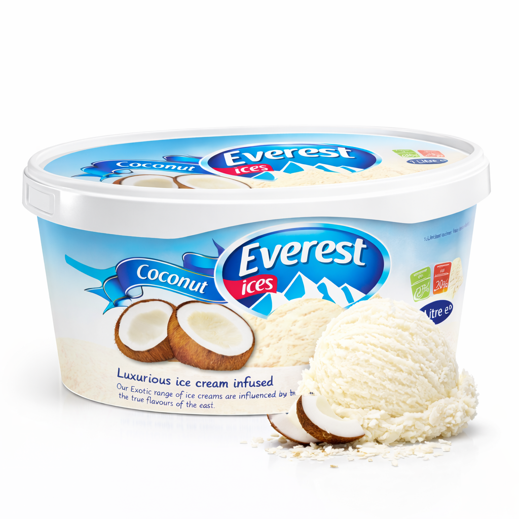 Everest Coconut Ice Cream 1L Tub 