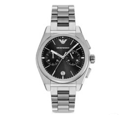 Armani Stainless Steel Watch with Black Chronograph Dial