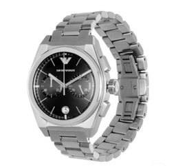 Armani Stainless Steel Watch with Black Chronograph Dial