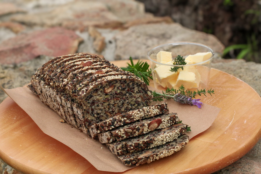Gluten-free sourdough loaf with seeds and nuts