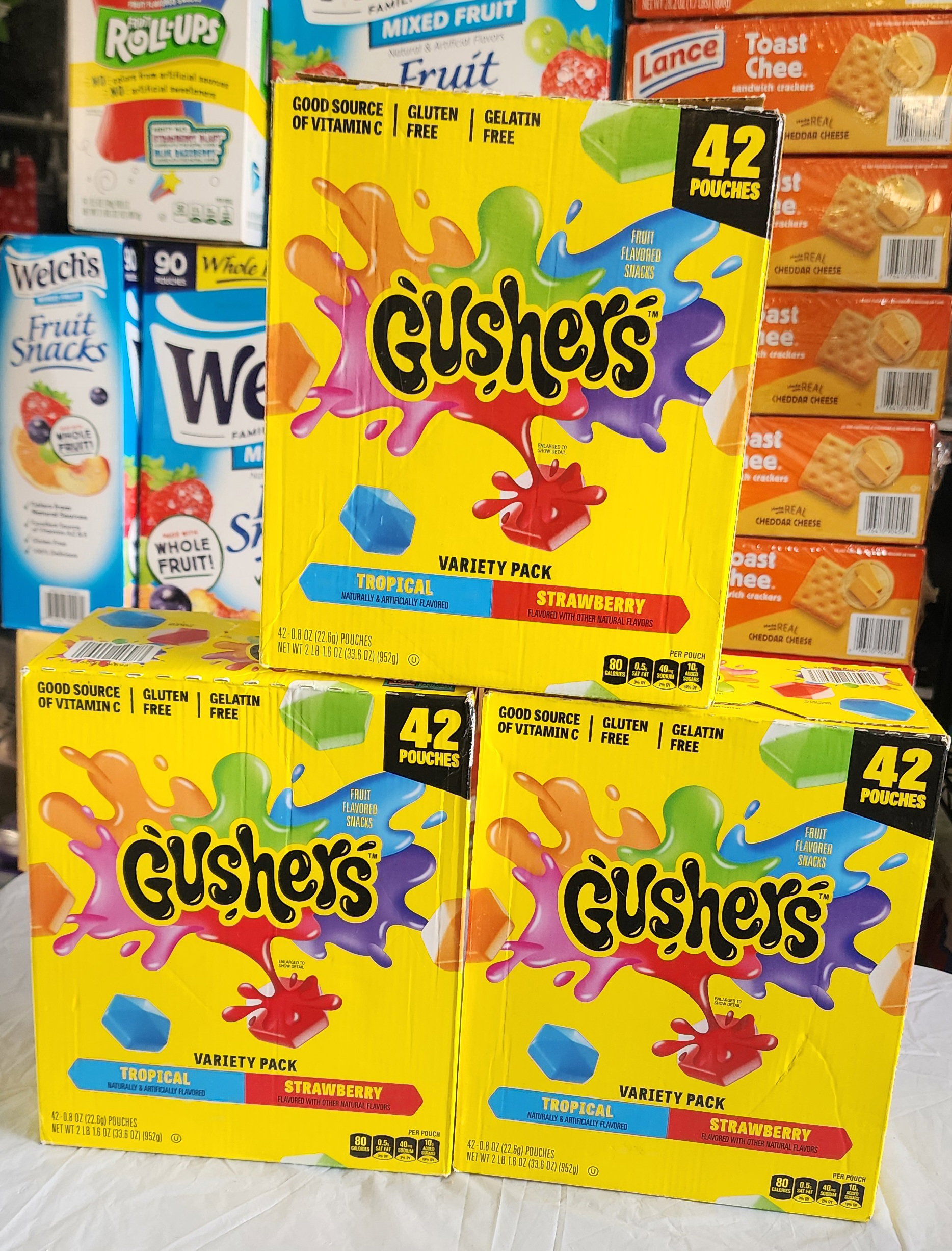 Gushers Strawberry & Tropical Variety Pack Snacks, 0.8 oz., 42 pk._1