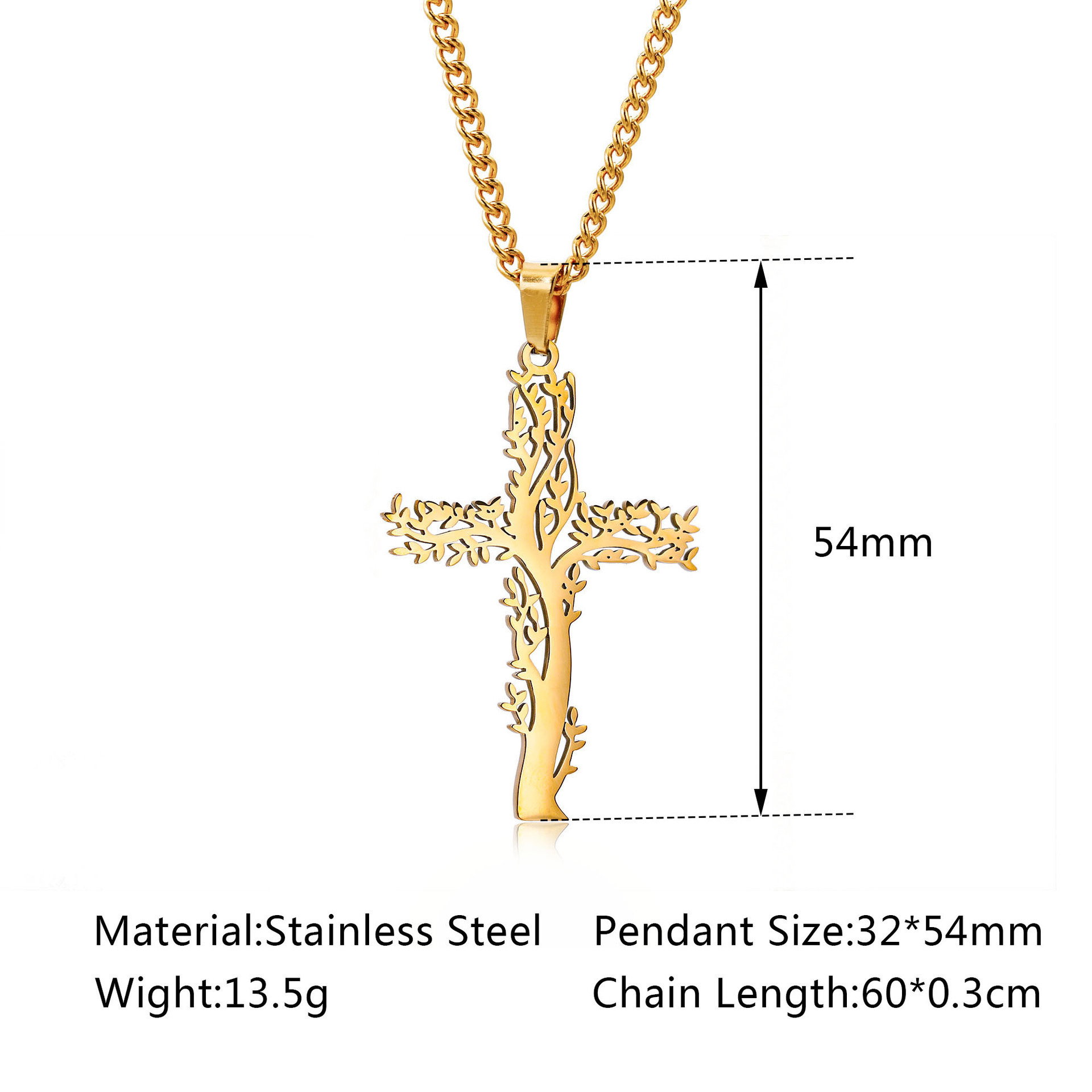 Collier Croix en Acier Inoxydable pour Femme et Homme, Plaqué Or et Noir, Géométrique Creux, Style Hip Hop, Bijoux Religieux pour Couples_2