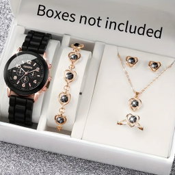 Nouvelle Mode Prix Bas Montre Décontractée à Quartz pour Femmes Ensemble Cadeau Bijoux Bracelet 5 Pièces pour Femmes Montre-Bracelet à Bracelet en Silicone Reloj