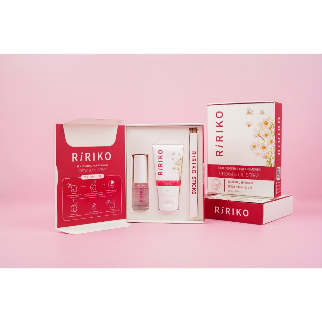 ￼RIRIKO SILK SENSITIVE HAIR REMOVER CREAM & OIL SPRAY ผลิตภัณฑ์กำจัดขน_1