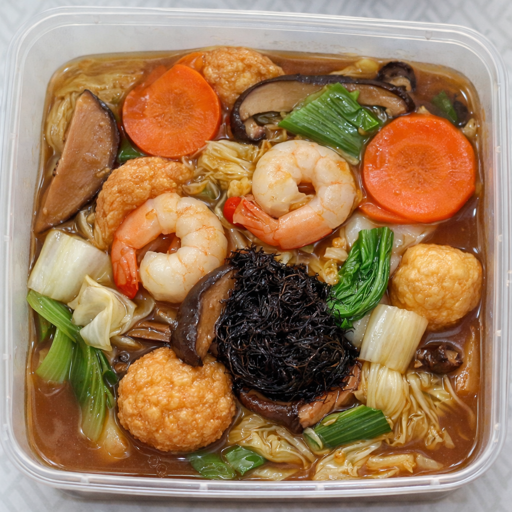 Fa Choy Beancurd with Assorted Vegetables and Prawns