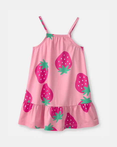 Toddler Girl Strawberry Swim Dress Coverup - Pink_0