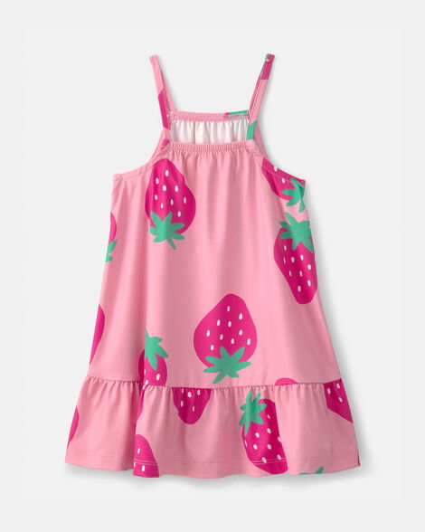Toddler Girl Strawberry Swim Dress Coverup - Pink_1
