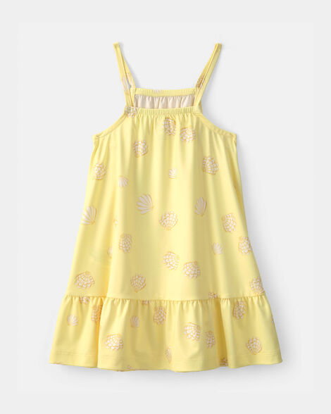 Toddler Girl Shell Swim Dress Coverup - Yellow_1
