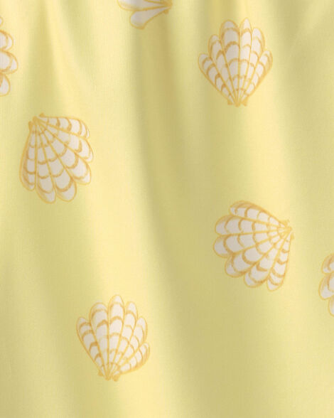Toddler Girl Shell Swim Dress Coverup - Yellow_2
