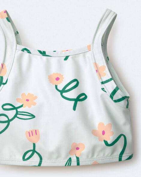 Toddler Girl Tankini in Floral Print - Light Green_1