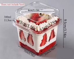 340ml Square with spoon PET (pack of 10 pcs)