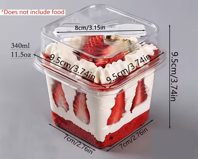 340ml Square with spoon PET (pack of 10 pcs)