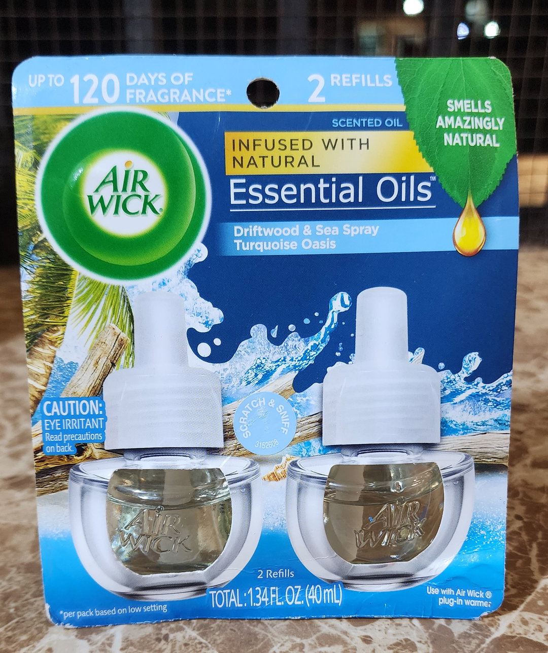 Airwick infused with natural essential oil driftwood  & sea spray  turquoise Oasis (2 refills)