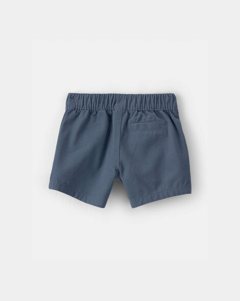 Baby Boy 2-Piece Collared Shirt & Short Set - Cream/Blue_2