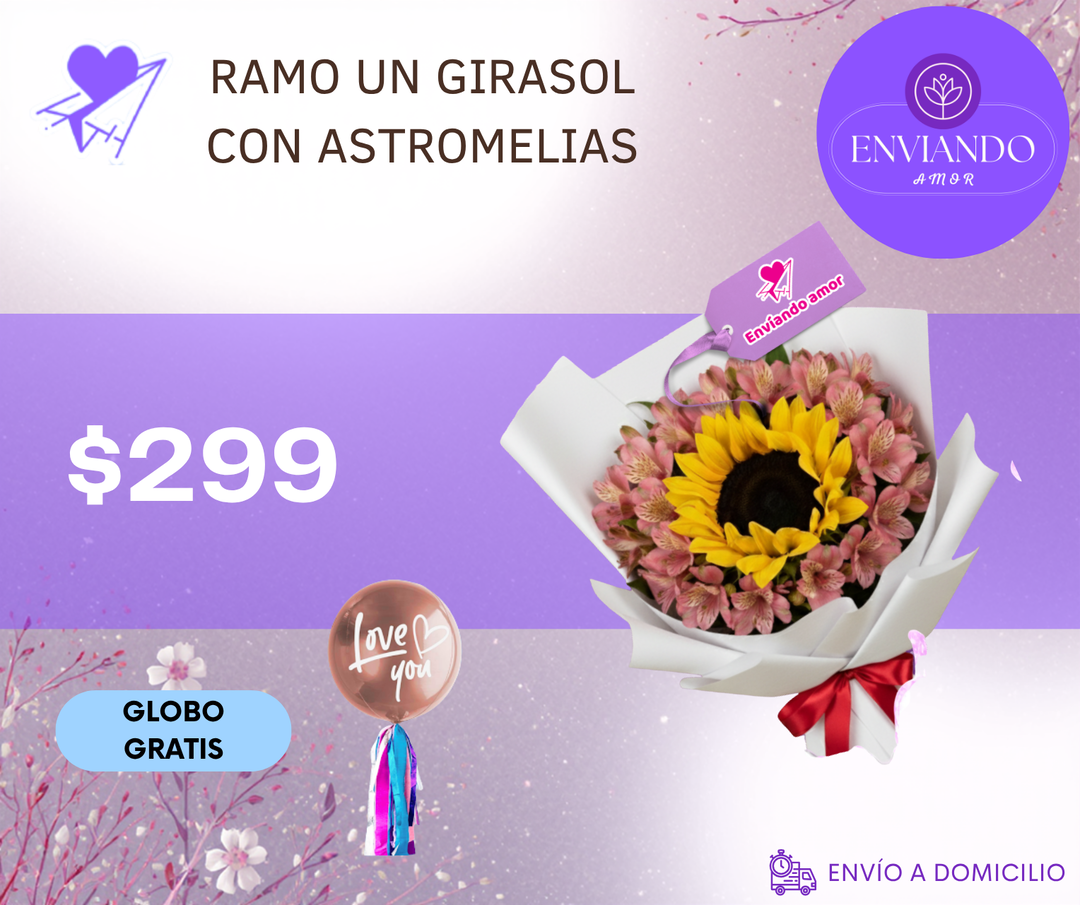 RAMO UN GIRASOL CON ASTROMELIAS