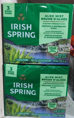 Irish spring Aloe mist soothing &refreshing scent( 3 bars per pk)