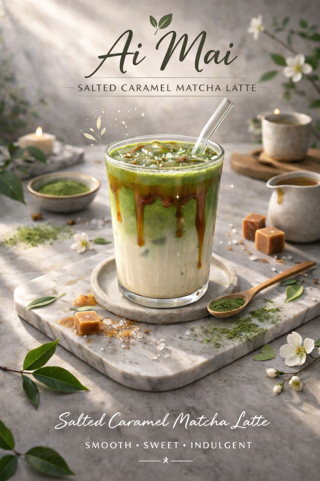 Salted Caramel Matcha Latte