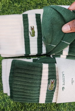 Lacoste men green/white socks (2 per pk)