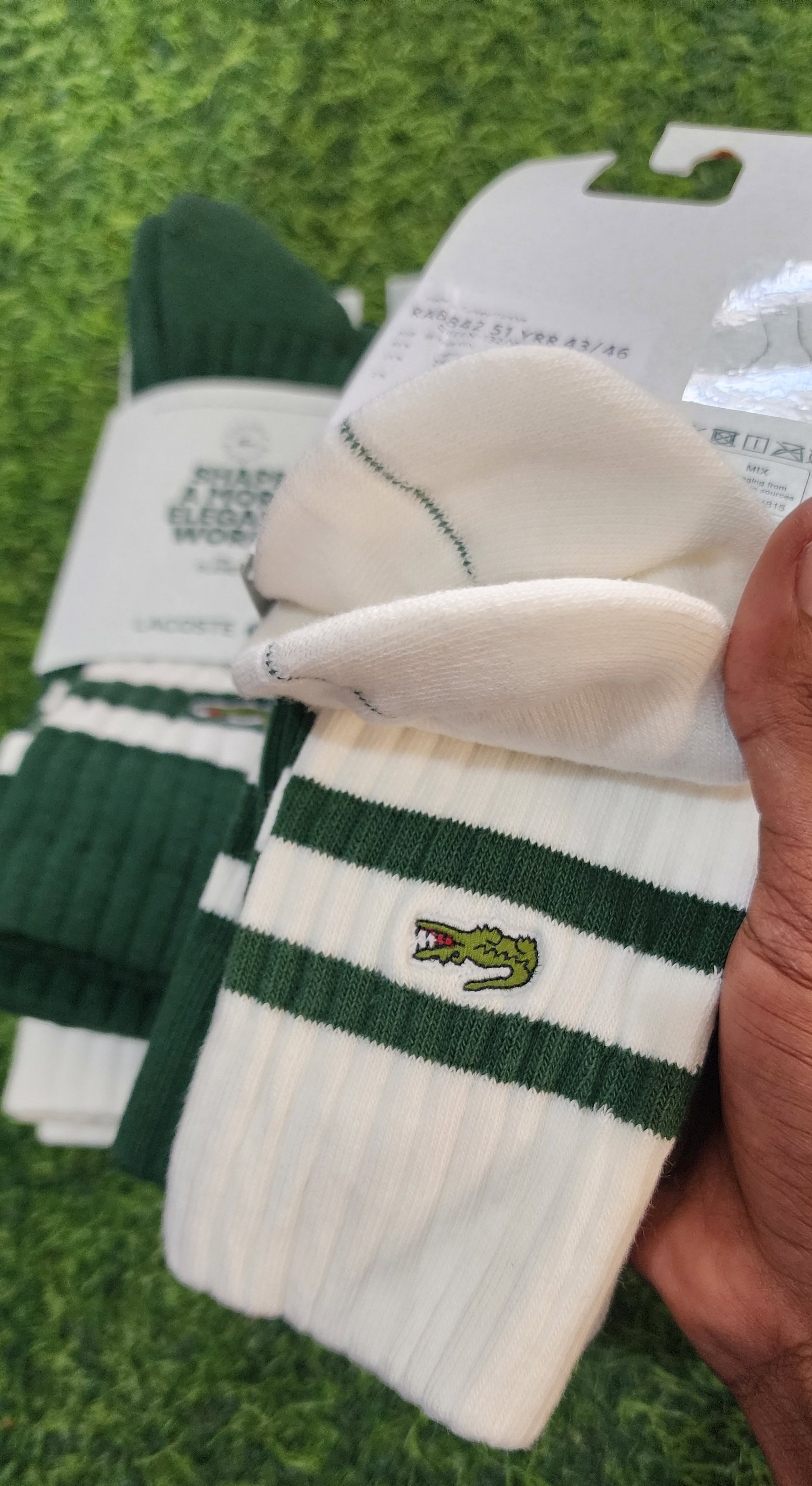 Lacoste men green/white socks (2 per pk)_1