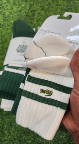 Lacoste men green/white socks (2 per pk)