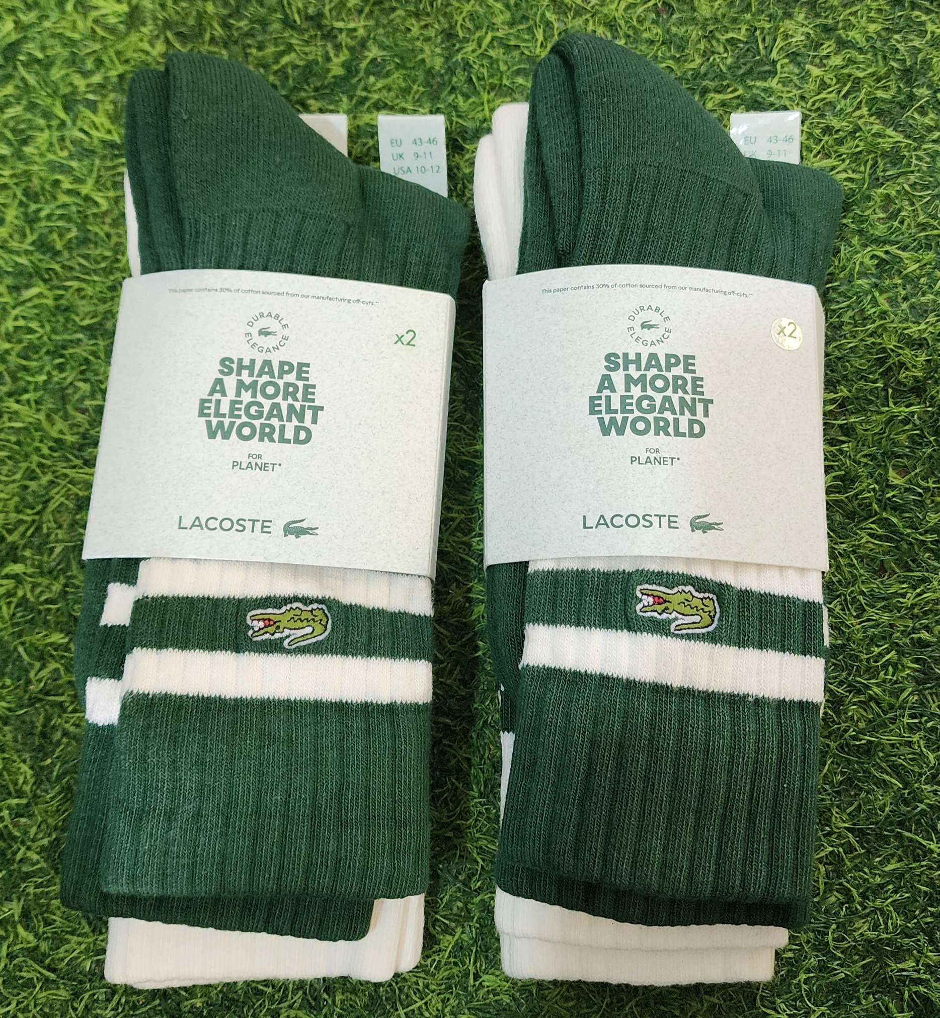 Lacoste men green/white socks (2 per pk)_0