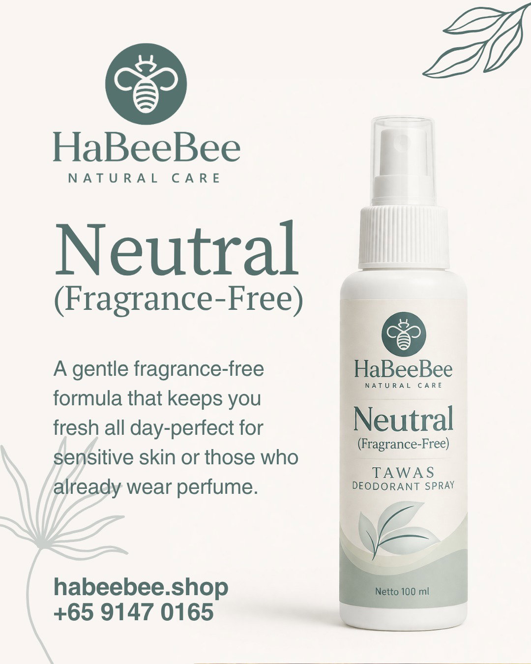 HaBeeBee Natural Tawas Collection — Deodorant Spray 100ml_3