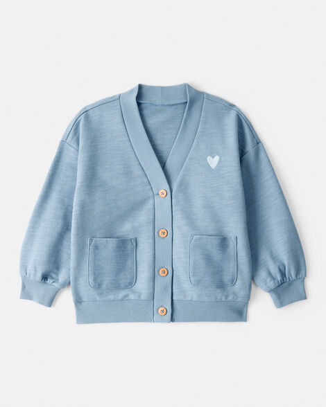 Toddler Girl Heart Cotton Long-Sleeve Cardigan Sweater - 2 Colours_0