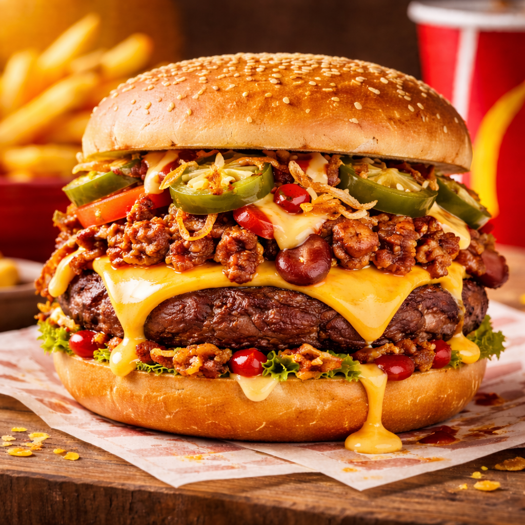 Cheese and Chilli Con Carne Burger_0
