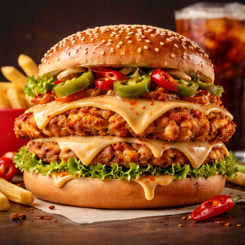 Hot Stuff Cheese and Chicken Burger_0