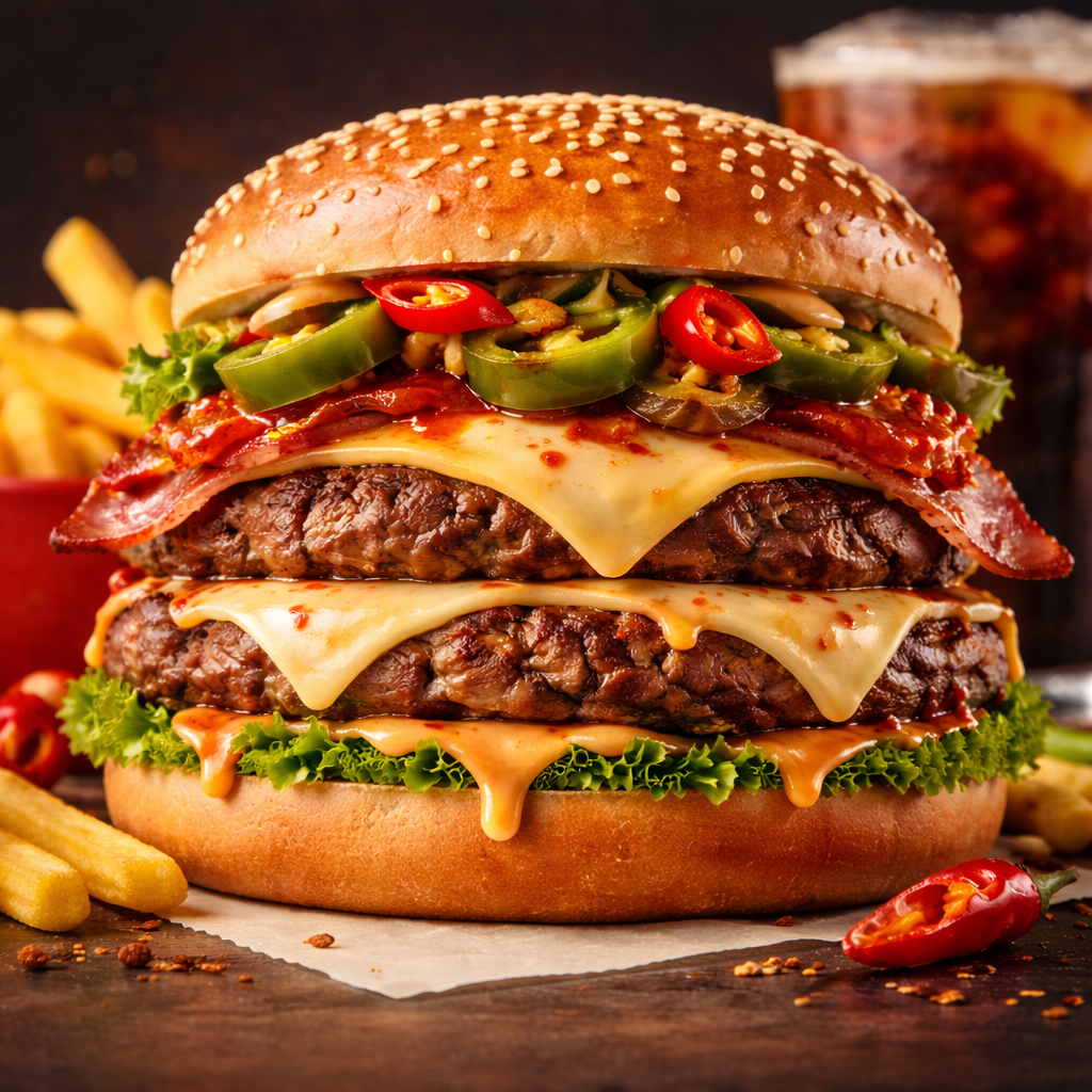 Hot Stuff Cheese and Bacon Burger