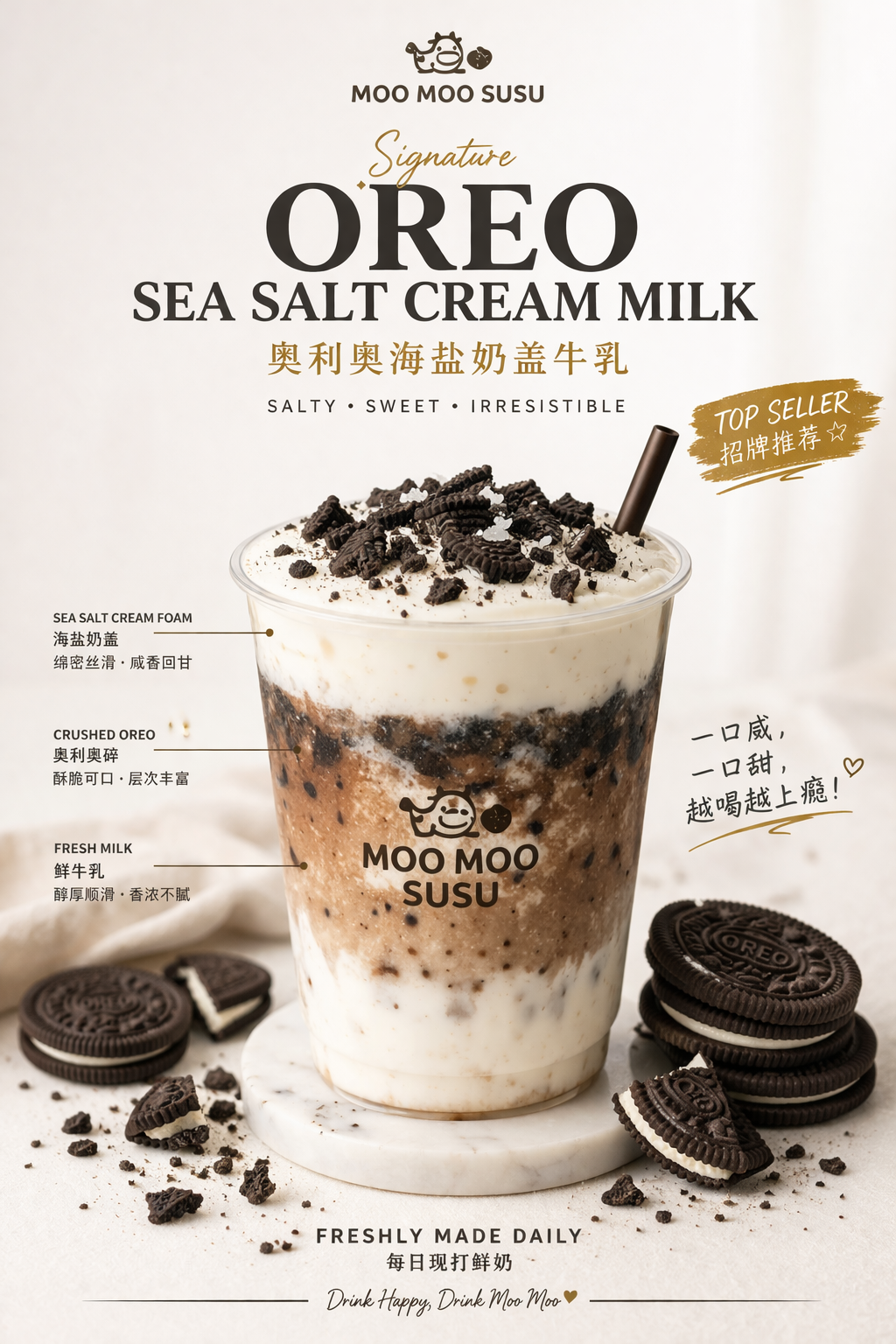 Oreo sea salt cream milk 奥利奥海盐奶盖鲜奶