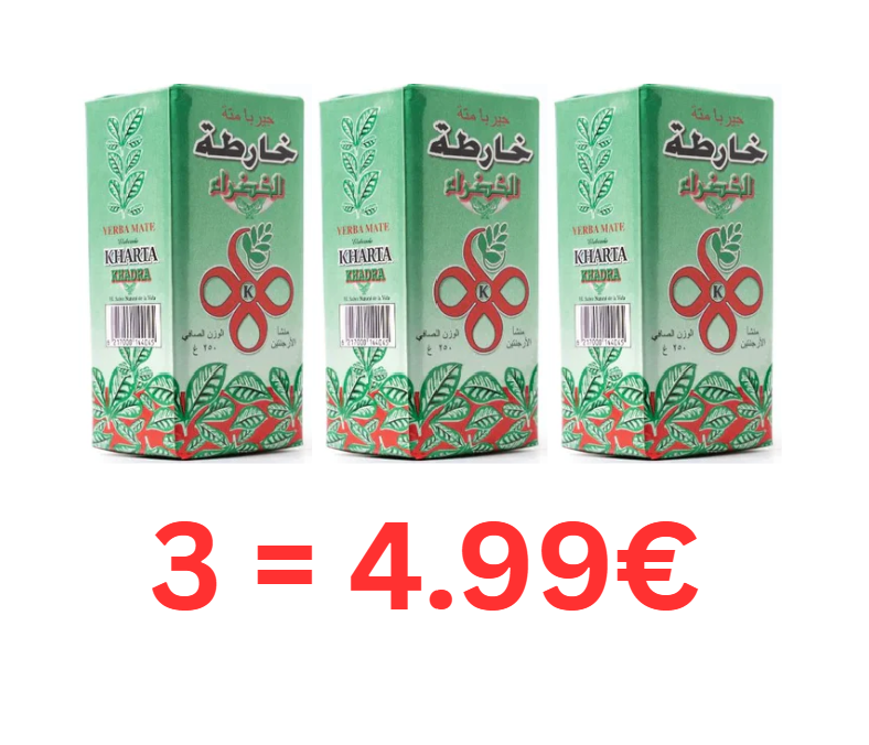 3x250g | Kharta Khadra Matetee grün | خارطة خضراء متة خضراء