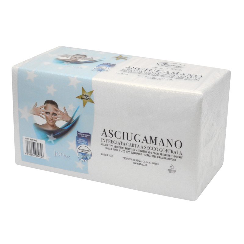 Asciugamani Piegati Monouso in Carta a Secco Goffrata 40×70 cm 100 pezzi